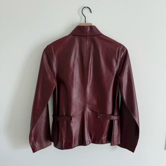 VINTAGE Rozae Nichols Maroon 100% Leather Jacket - SMALL - Picture 2 of 7